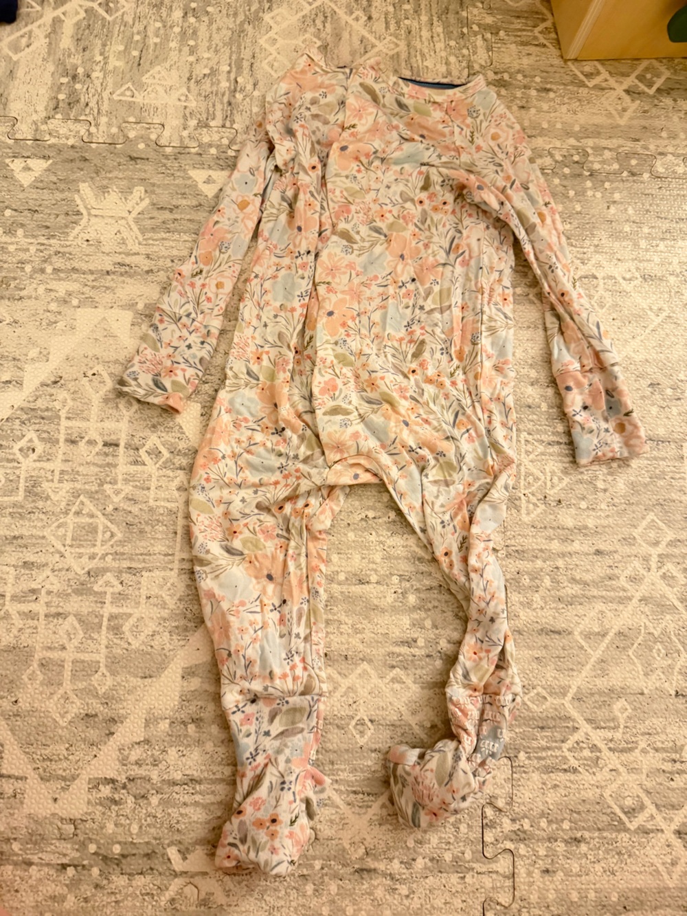 Magnetic Me Floral Footie in Peach, Cream, and Light Blue